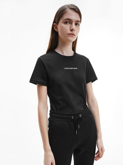 Calvin Klein Ruhák HU366285 | Calvin Klein Organic Cotton Back Logo Női Póló Fekete